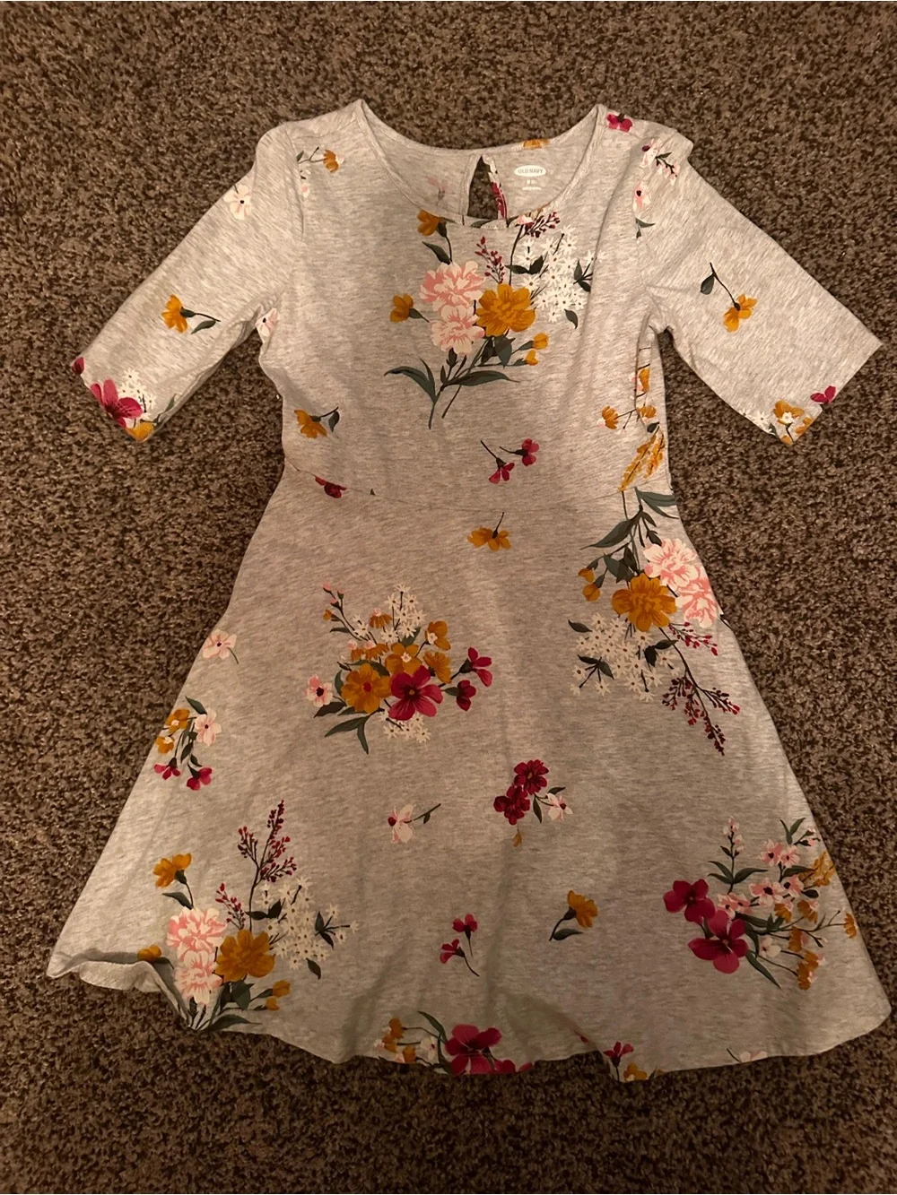 Gymboree Black Dress with Bright Pink Floral Print